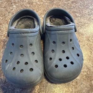 Fuzzy gray Crocs